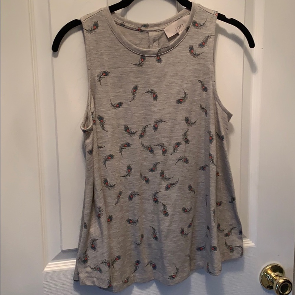 EUC LOFT peacock feather top, sz XSP